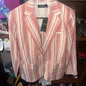 Ralph Lauren Pink and White Striped Blazer